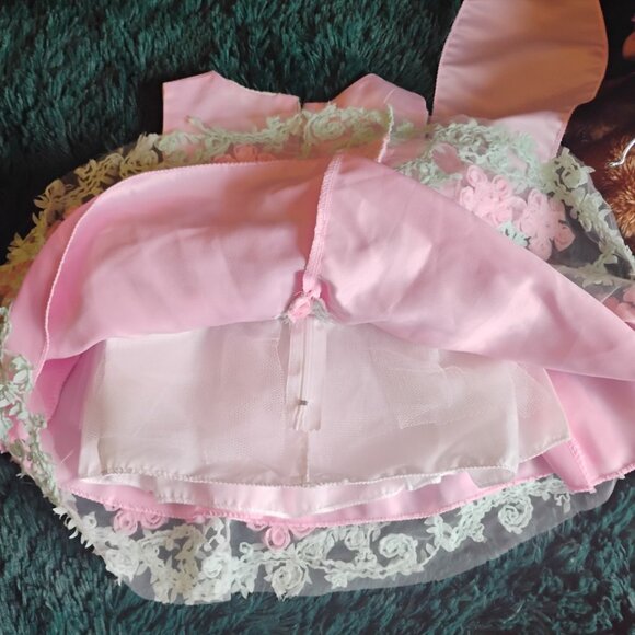 Baby Girl Pink Floral Tulle Dress | 6–9 Months | Bow Back - Picture 4 of 6